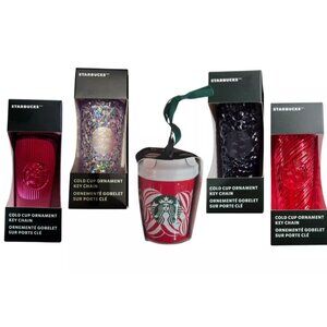 5 Starbucks Cup Ornaments & Keychains Jeweled Ombre Christmas Holiday 2024 NWT